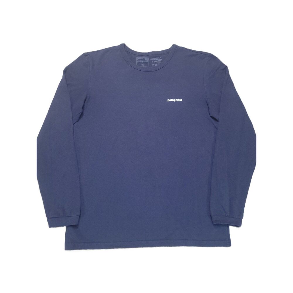 Patagonia Graphic Responsibili-Tee Shirt Mens M Long Sleeve Navy Blue Logo